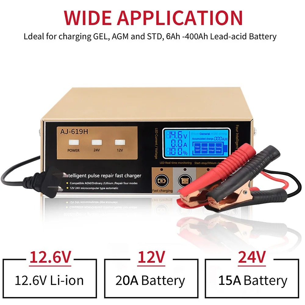 LUNDA 12V 24V Автомобильное зарядное устройство для ремонта импульсов с