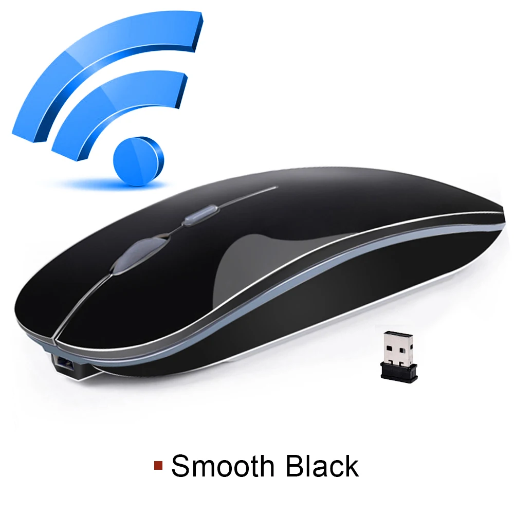 Imice Перезаряжаемые беспроводная мышь 2400DPI Точек на дюйм slient USB компьютерная мышка 2.4G встроенный литиевый Батарея мышь беспроводная для портативных ПК - Цвет: USB Black