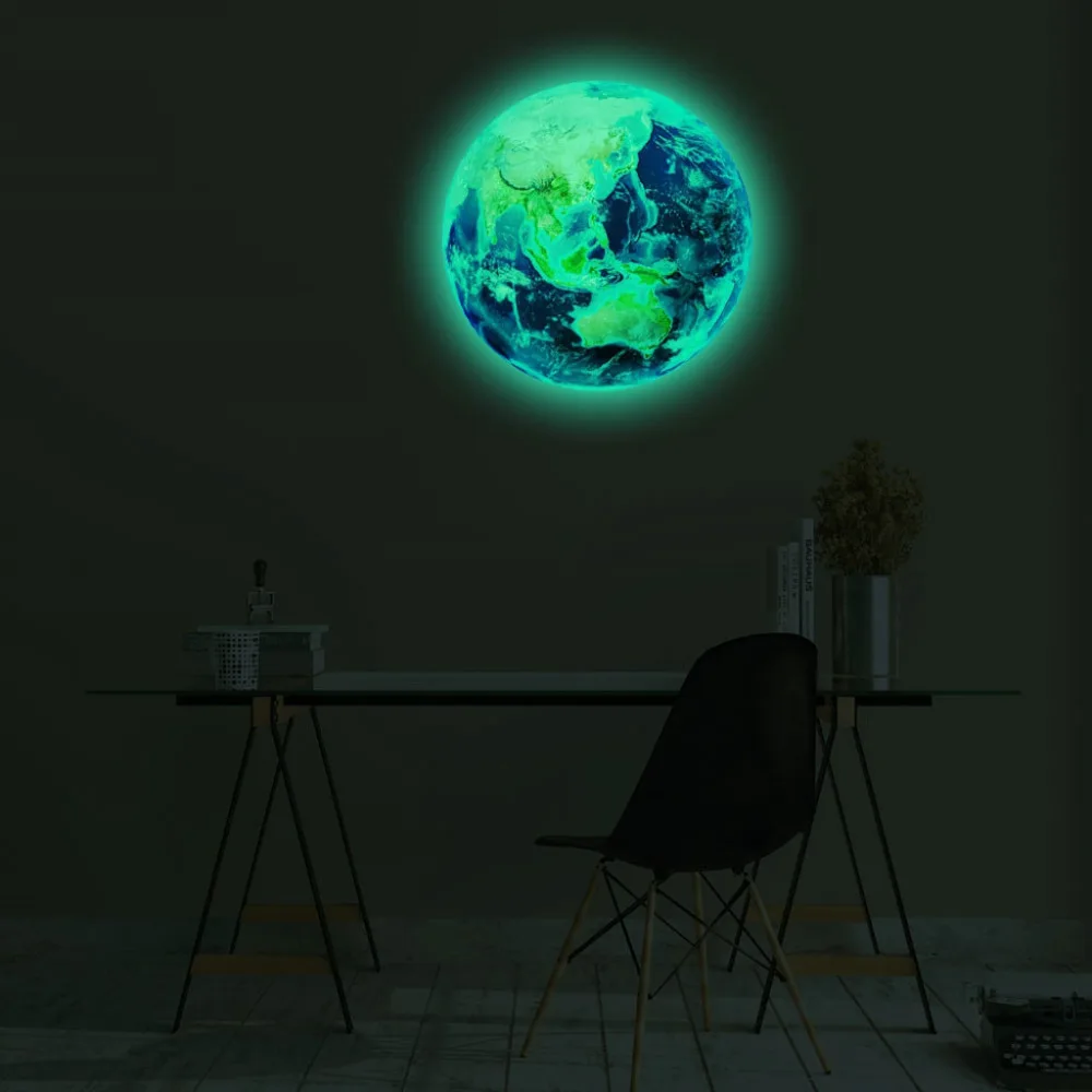 30cm Luminous Moon Earth Cartoon DIY 3D Wall Stickers for Kids Room Bedroom Glow In The Dark Wall Sticker Home Decor Living Room