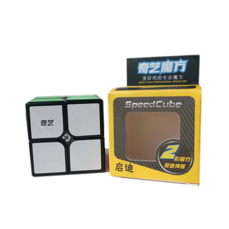 QIYI QiDi2 2s 2X2x2 волшебный скоростной кубик без наклеек черный кубик-головоломка Профессиональный 2x2 скоростные часы-кольцо с крышкой игрушки для детей
