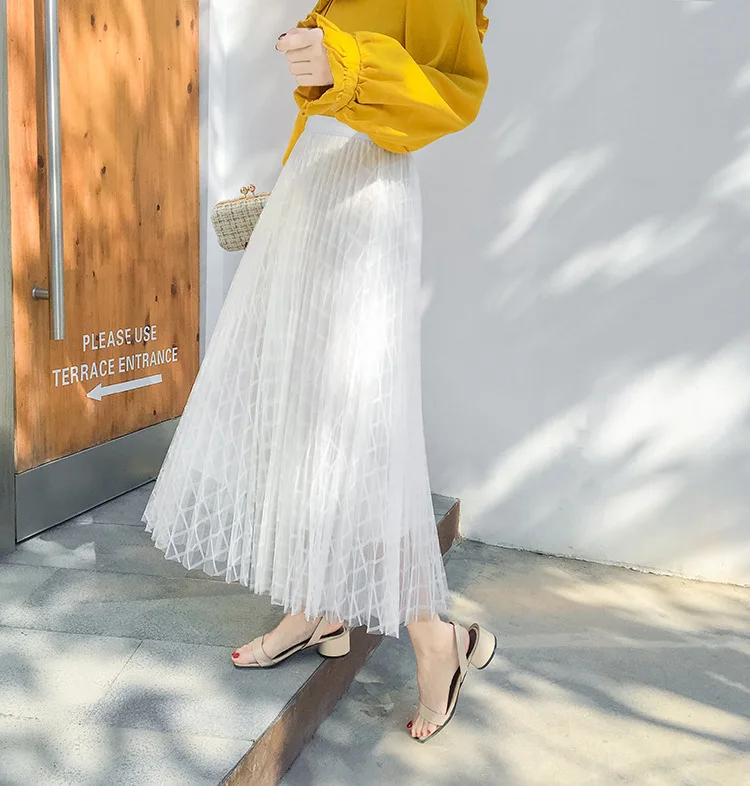 Юбка макси с высокой талией длинная трикотажная юбка феи плиссированная Harajuku