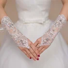 Новинка 1 пара Недорогие свадебные аксессуары для невесты свадебное платье перчатки для выступления студия Свадебные перчатки со стразами