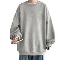 student sweatshirt solid color o neck plus size simple men top for daily wear