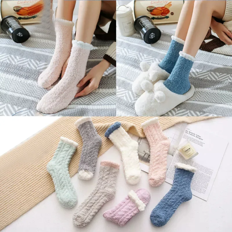 

Cute Winter Women Fuzzy Socks Warm Funny Long Fluffy Medias Cartoon Pattern Cotton Plush Meias Female Chausette Calcetines Mujer