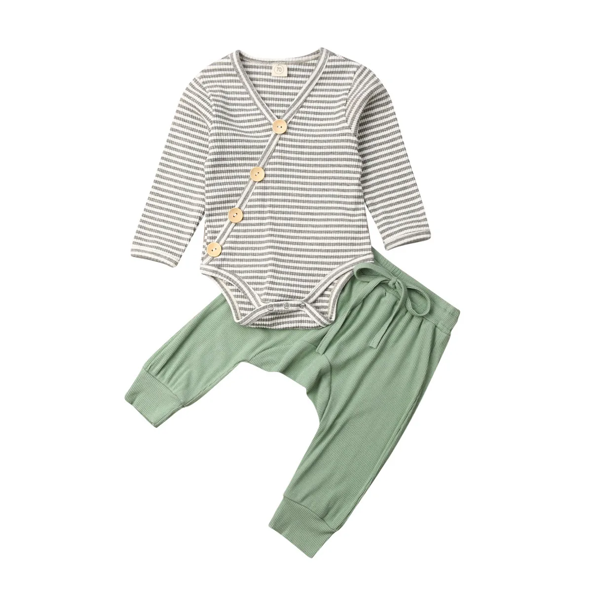 

2pcs Newborn Baby Boys Clothes Sets Striped Long Sleeve Tops Romper Jumpsuit Pants Outfits Clothes Set