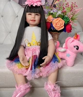 24 inch beauty girl reborn toddler doll four teeth bebe reborn silicone doll toys soft real touch bonecas gift