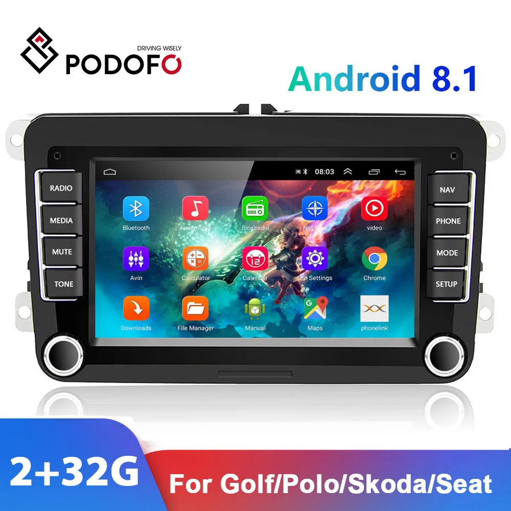 

Podofo Android 8.1 GPS 2 Din For VW/Volkswagen/Golf/Polo/Tiguan/Passat/b7/b6/SEAT/leon/Skoda/Octavia Car Radio Multimedia player