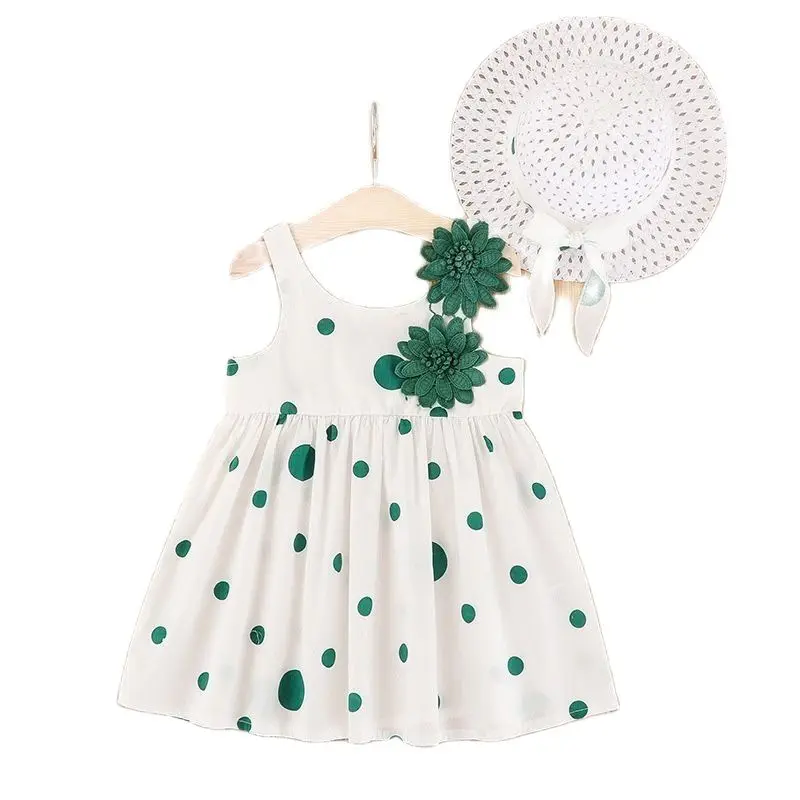

2022 новый летний сарафан без рукавов в горошек детское платье с объемным цветком детская одежда От 1 до 5 лет для маленьких девочек