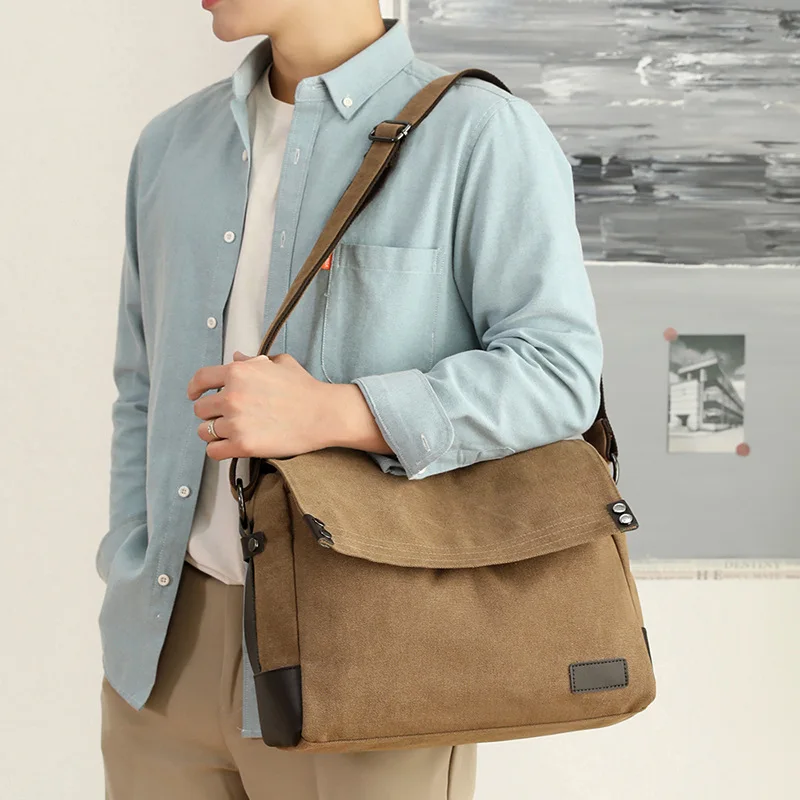 New Canvas male shoulder bags fashion Large cross body bag Casual Big crossbody bags for men 4 colors Man messenger bag