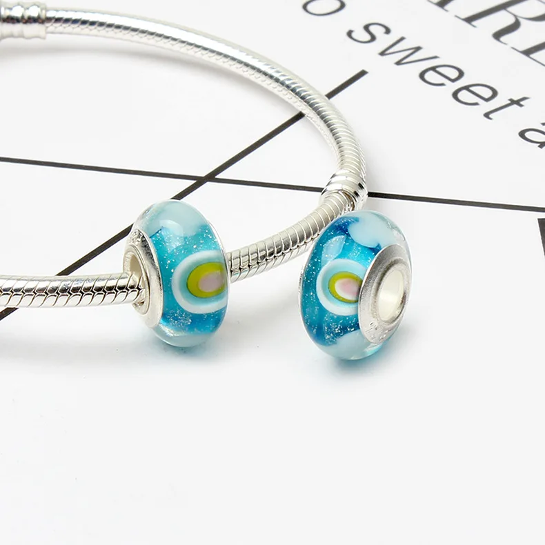 Европейские радужные стеклянные бусины в форме фонаря модные оригинальные