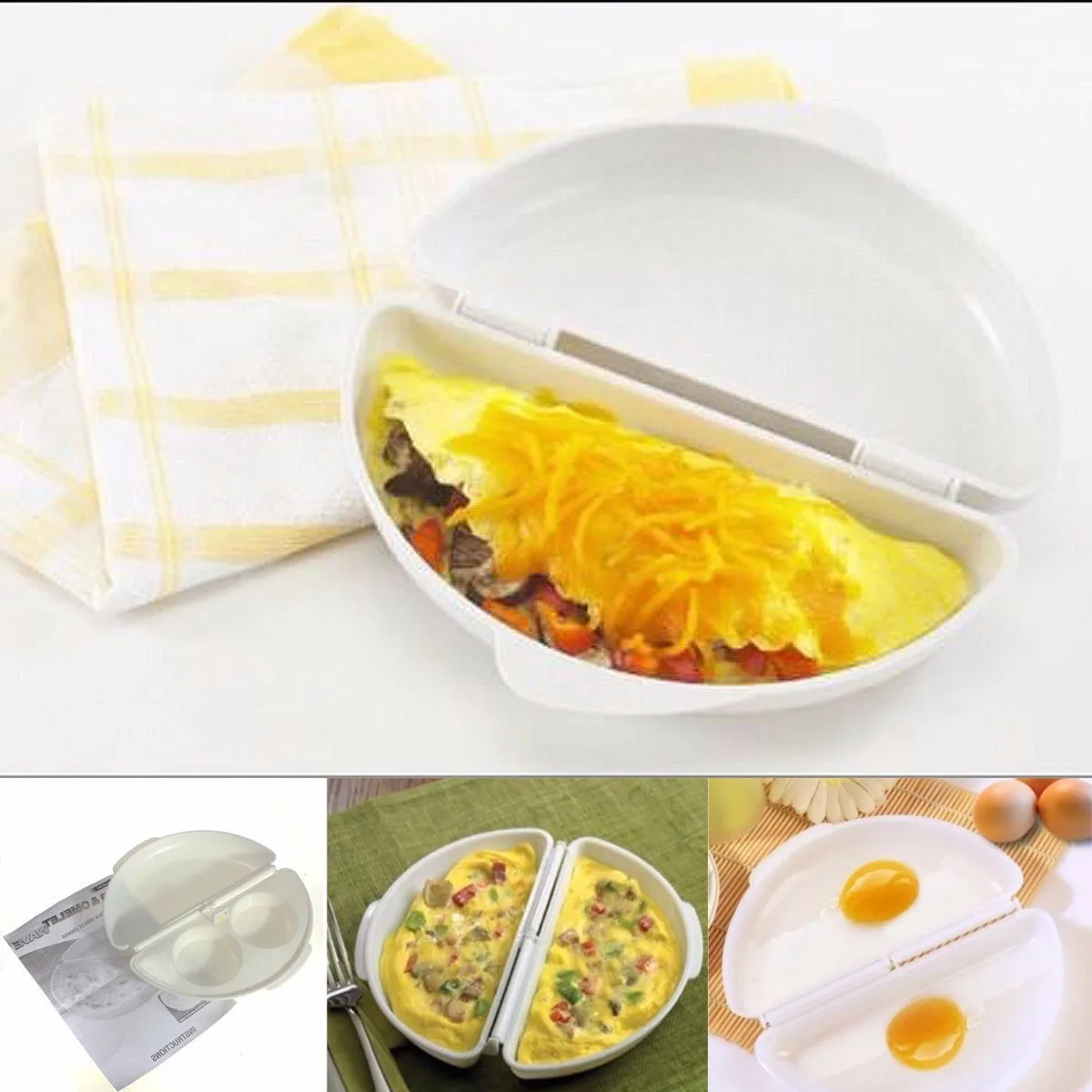 

Useful Two Eggs Microwave Omelet Cooker Pan Microweavable Cooker Omelette Eggs Steamer box Home Kitchen tools