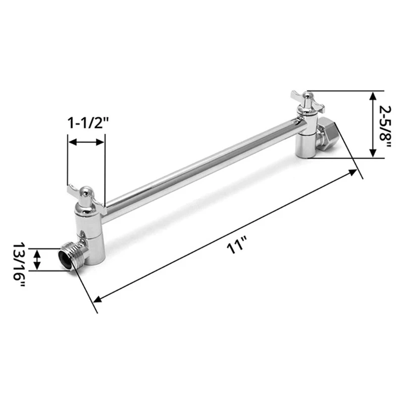 

11 Inch Adjustable Shower Arm Universal Connection Solid Brass Shower Adjustable Angle Anti-leak Shower Extension Arm