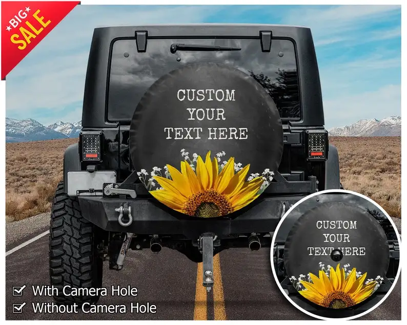 

Custom Design Your Own Spare Tire Cover Made for your Exact Tire Size fits Jeep, Camper, RV, Trailer Car Accessories, Spare