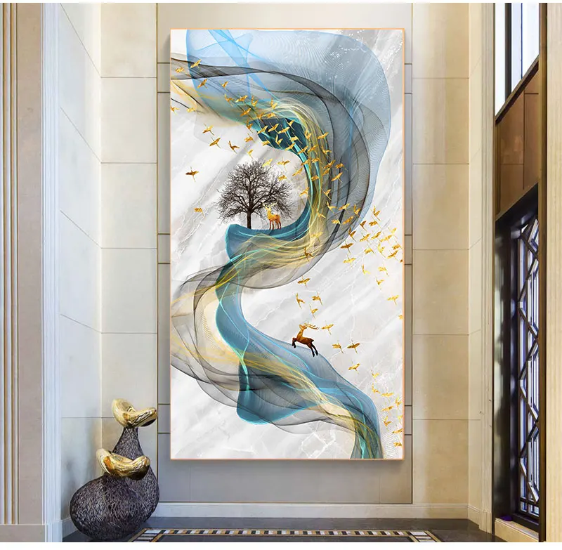 Картина F для гостиной современный Куадрос холст искусство абстрактный Золотой