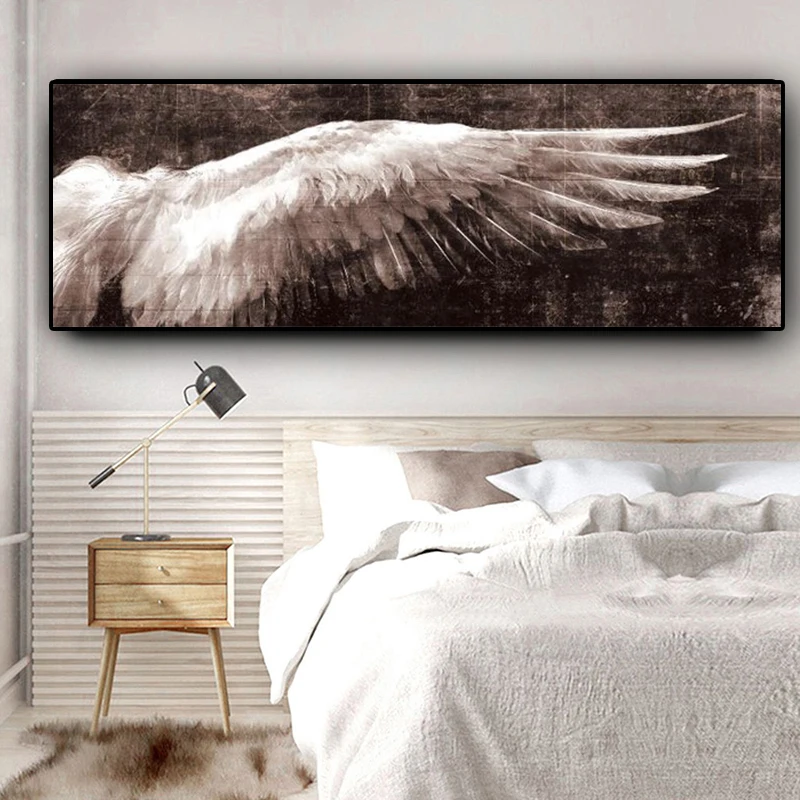 

Angel Wings Vintage Canvas Painting Black and White Posters and Prints Cuadros Wall Art Pictures for Living Room Home Decoration