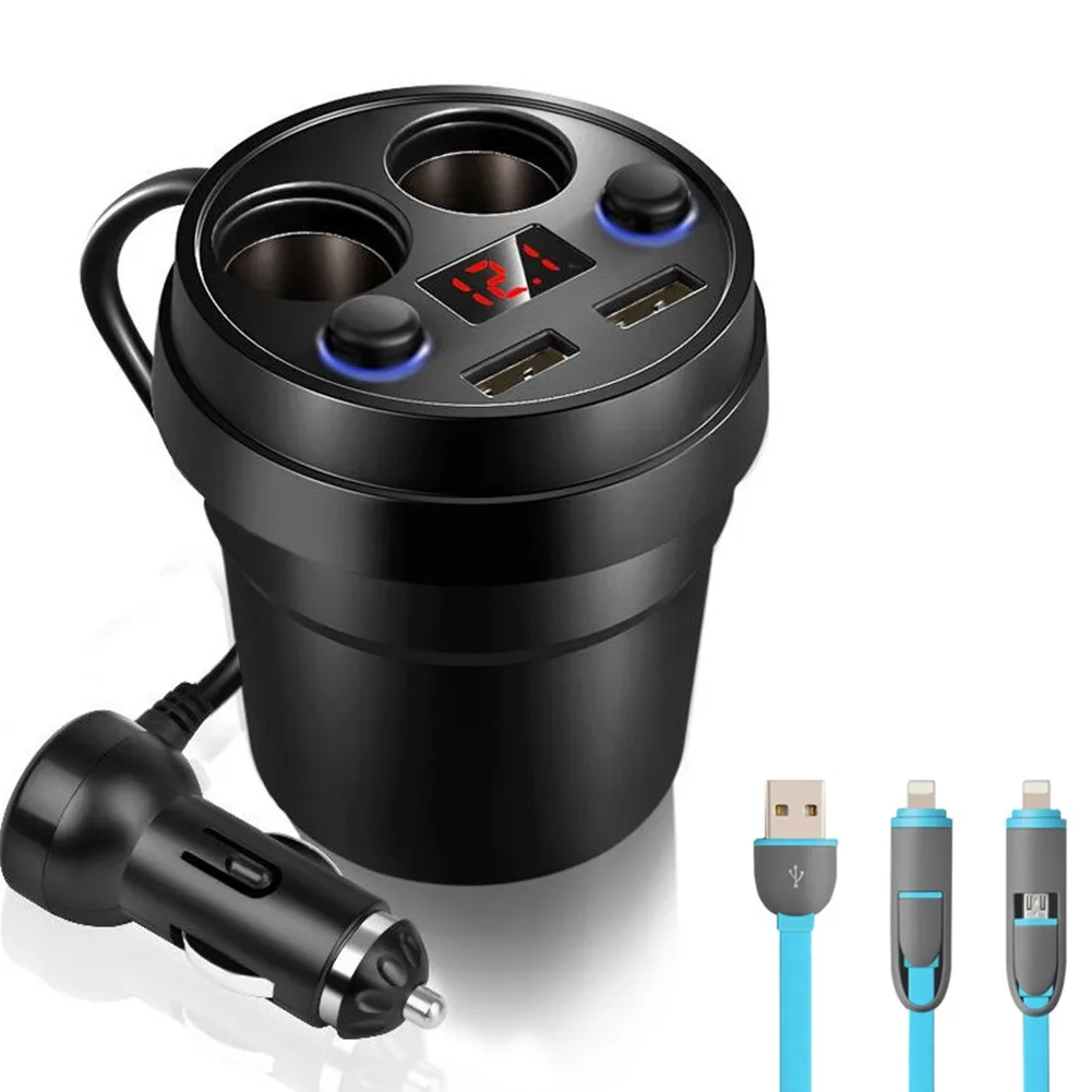 

1pc Car Charger USB 19 Inches Mount 2 Ignizer Socket Stand Dual Charging Cup Holder For Car Interior Parts Charger Equippments
