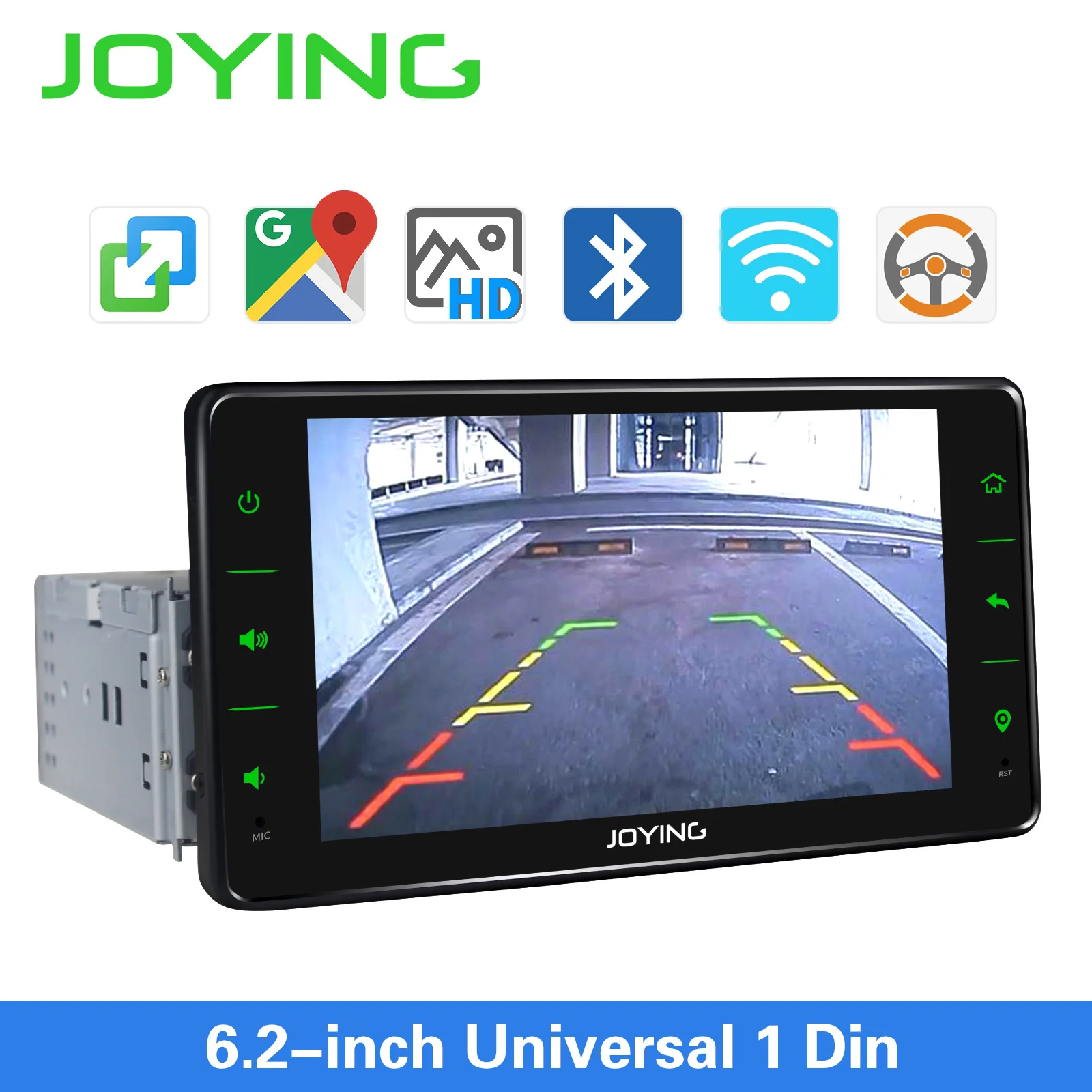 JOYING one din автомагнитола Android 8,1 стерео 6,2 дюймов головное устройство универсальное 1 ГБ ОЗУ 16 Гб ПЗУ gps навигация Авторадио аудио плеер
