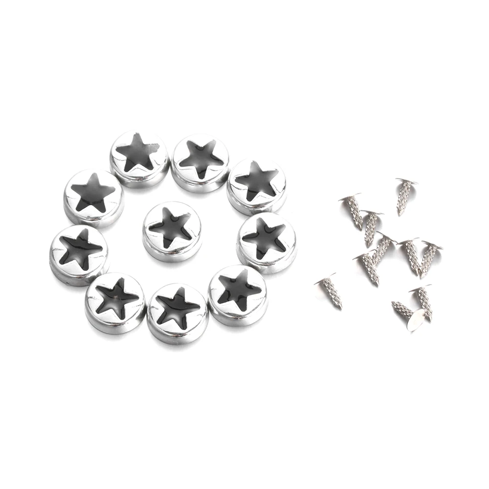 Silver 20 шт., заклепки со звездами, сумка для одежды, обувь, предметы для скрапбукинга, украшения для одежды, шитье, стекло, сверло, Пришивание пуговицы - Цвет: Silver