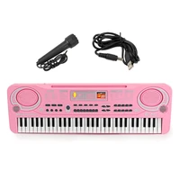 h053 61 keys piano keyboard 61 mini keys portable music keyboard for beginners kids with microphone 2 teaching modes pink