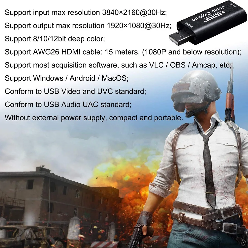 Карта захвата аудио и видео с HDMI на USB 1080p USB2.0 запись через DSLR видеокамеру