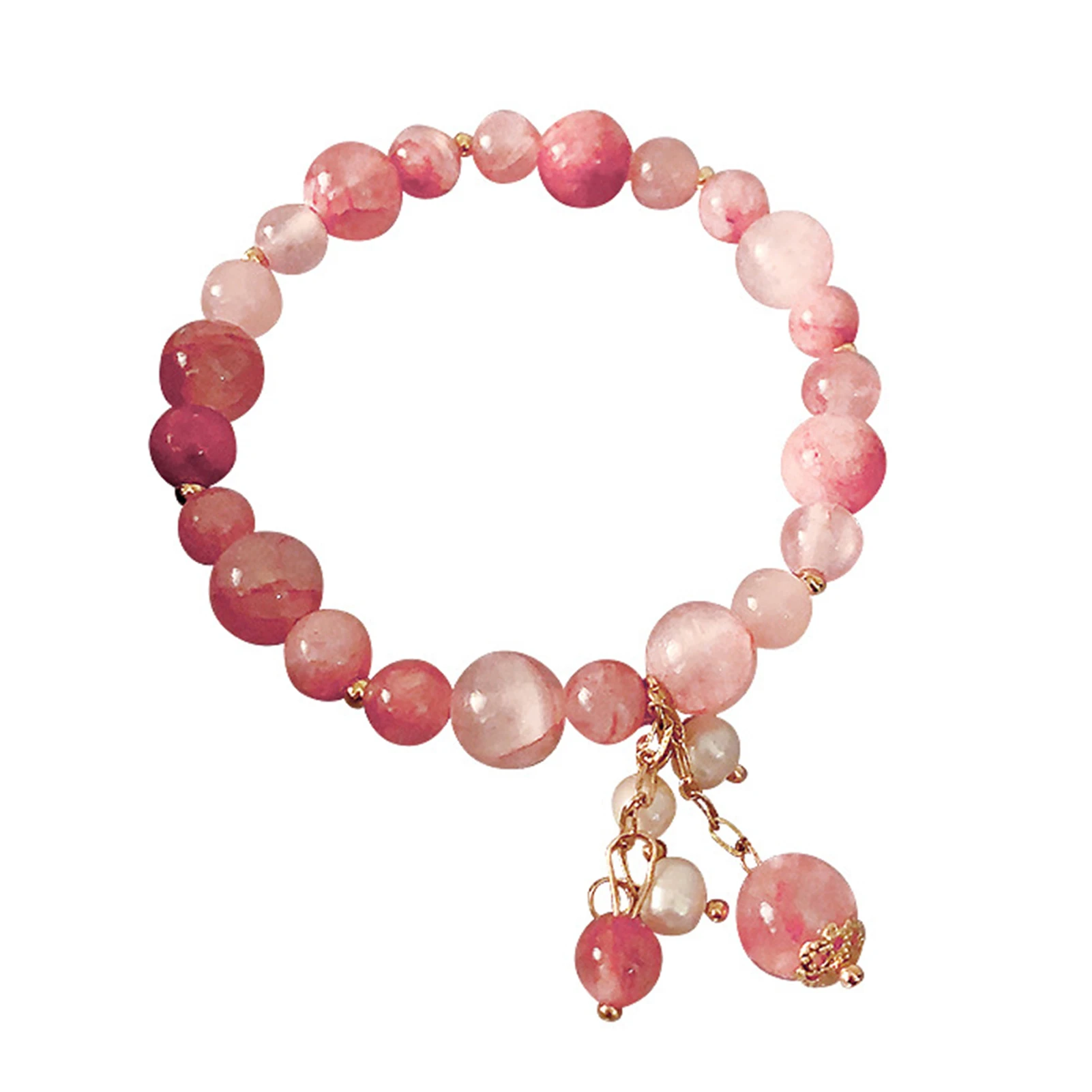 Хрустальный эластичный браслет клубничный женский студенческий Лучший подарок