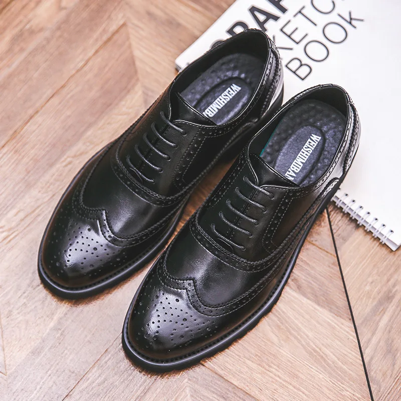 all black 81701 Мужские весенние модные кожаные туфли смешанных цветов, большие размеры 38-48 мужская повседневная обувь свадебные туфли на шнуровке для молодых мужчин, A094 - Цвет: all black 81701