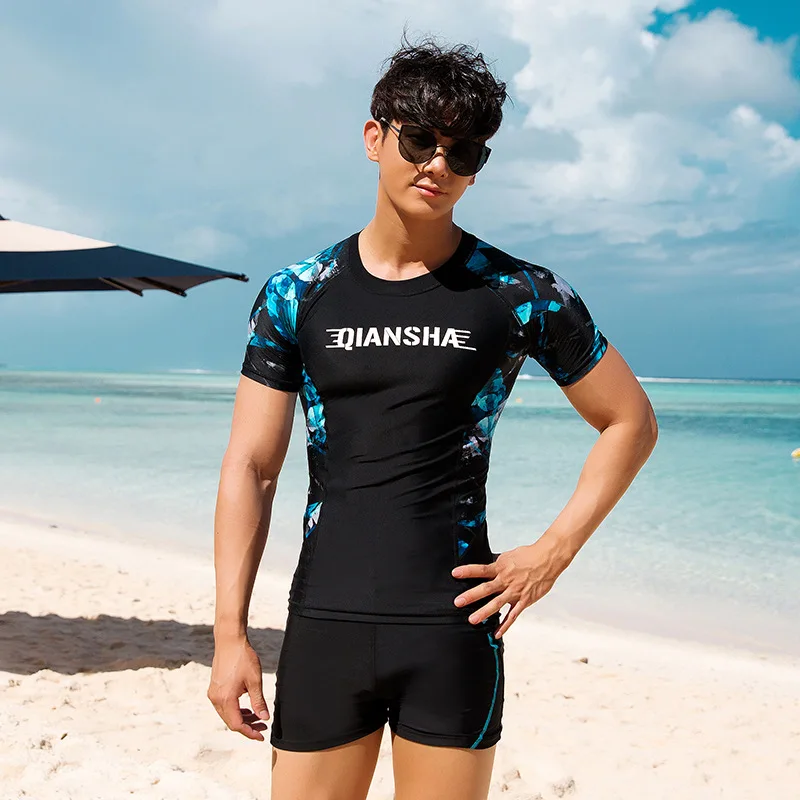 

Men Swimwear Suit Rashguard Surfing Wetsuit Swimming Diving Suit Quick Dry Swimwear4 Piece Set Full Suit for Swimming Beach Wear