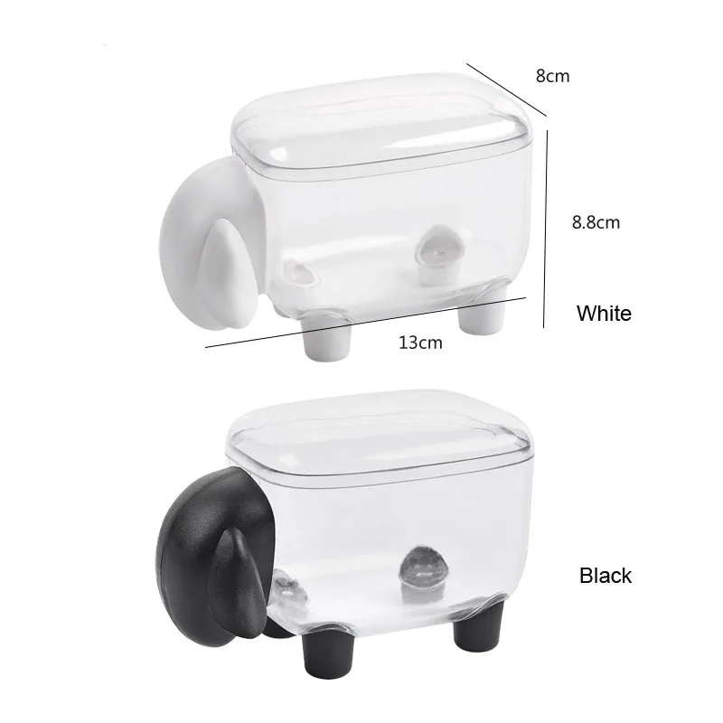 

1Pc Creative Dust-proof Mini Cute Sheep Plastic Cotton Swab Storage Box Household Cosmetic Cotton Storage Box Desktop Organizer
