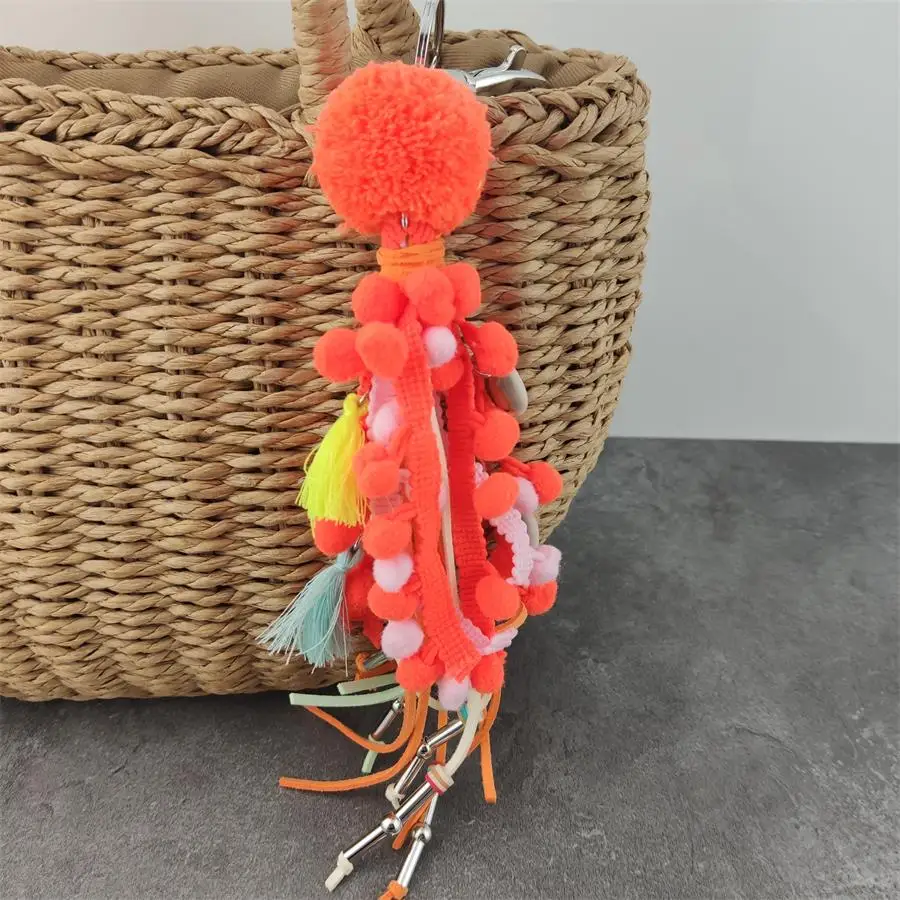 Ювелирные изделия брелок с бахромой в стиле бохо красочный помпон подвеска