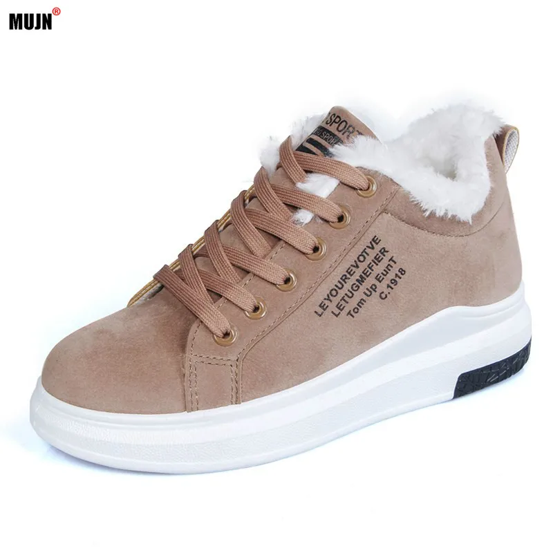 

Новинка 2020, женская обувь, утолщенные теплые плюшевые меховые модные удобные мягкие однотонные кроссовки на шнуровке, женская обувь 55-40