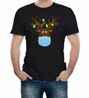 mens christmas reindeer with face mask men t shirt funny party holidays rudolph