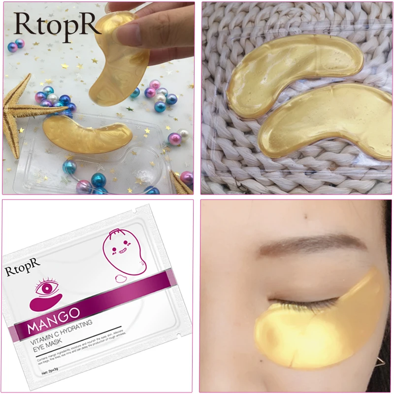 

RtopR Golden mango Eye Mask 20pcs Remover Dark Circles Collagen gel Eye Patches Anti-Puffiness Anti-Aging Moisturizing Eyes Care