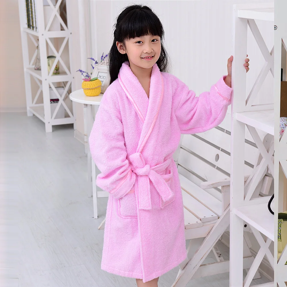 Child Boy Gril 100% cotton bathrobes winter robe nightgown quilted long bathrobe one-piece pajamas