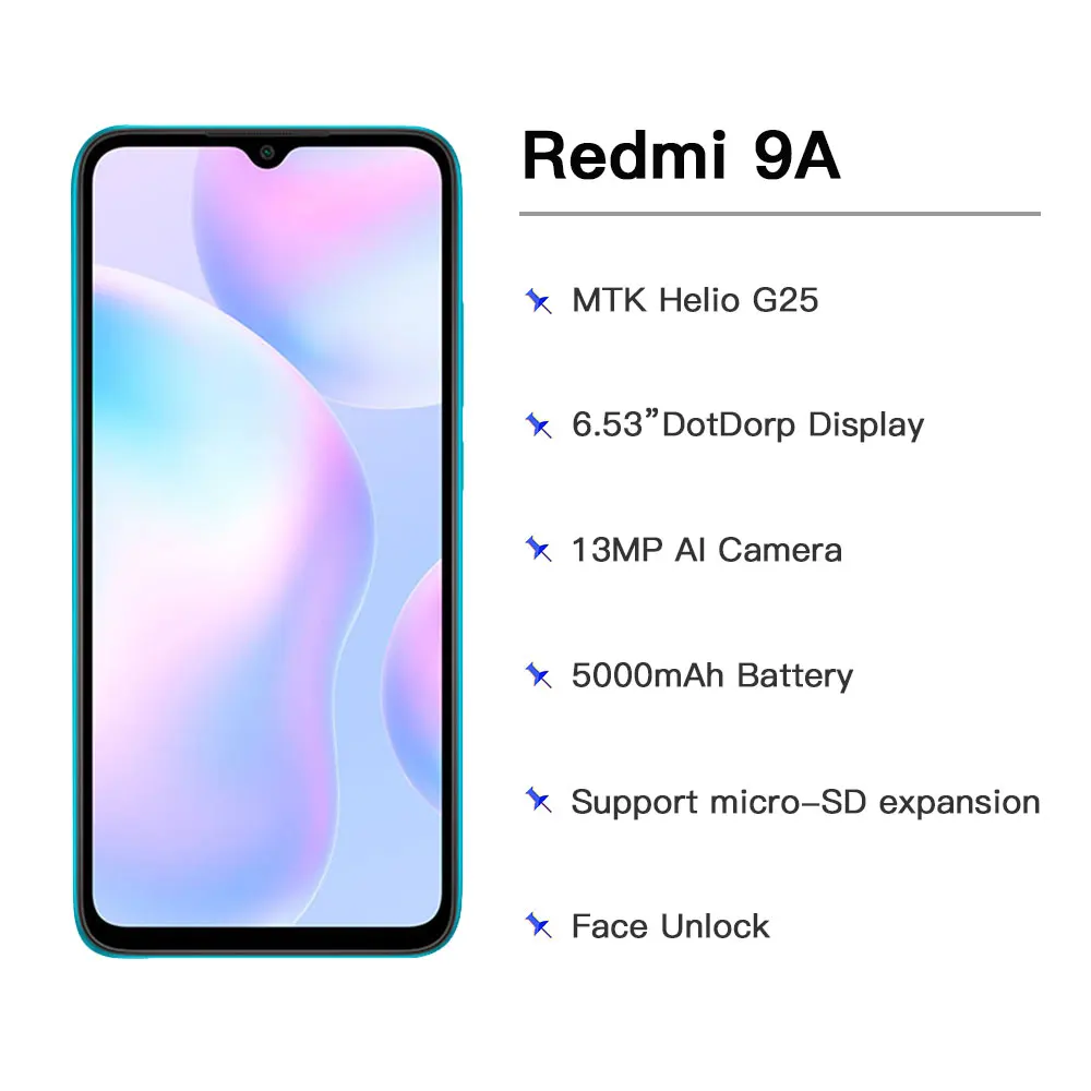 Глобальная версия смартфона Xiaomi Redmi 9A мобильный телефон 2 ГБ 32 MTK Helio G25
