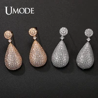 umode new paved cz crystal water drop dangle earrings for women fashion gold color drop earring birthday dating jewelry ue0658