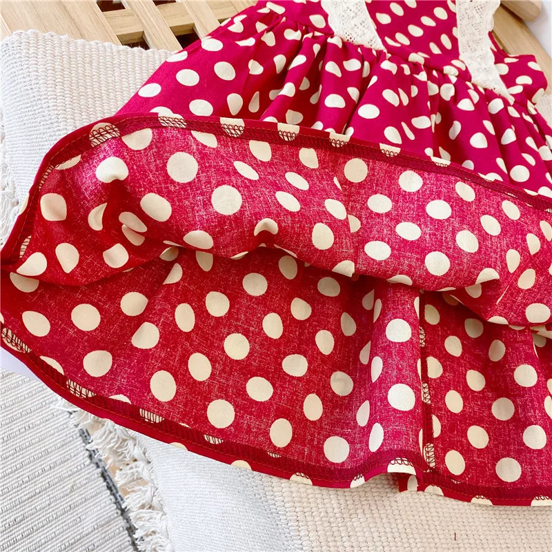 Детское летнее хлопковое платье в горошек без рукавов | Детская одежда и обувь