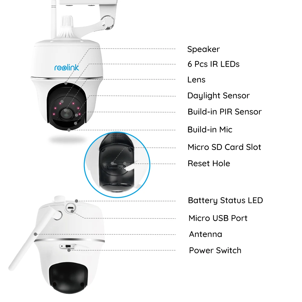 Уличная аккумуляторная камера Reolink 1080p wifi панорамирование и наклон удаленный