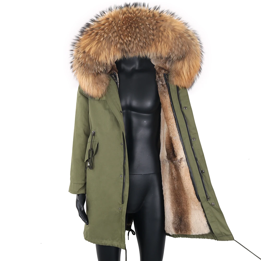Мужская парка с подкладкой из меха кролика длинная куртка воротником
