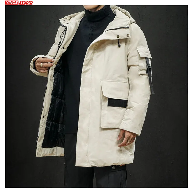 Прямая поставка Мужская Уличная одежда удлиненные парки с воротником-черепахой