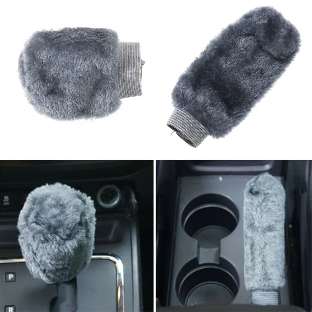 

Interior Steering Wheel Cover Plush Wool Replacement 3Pcs/kit Accessories Car Fluffy Gear Shift Cover Handbrake Cover New