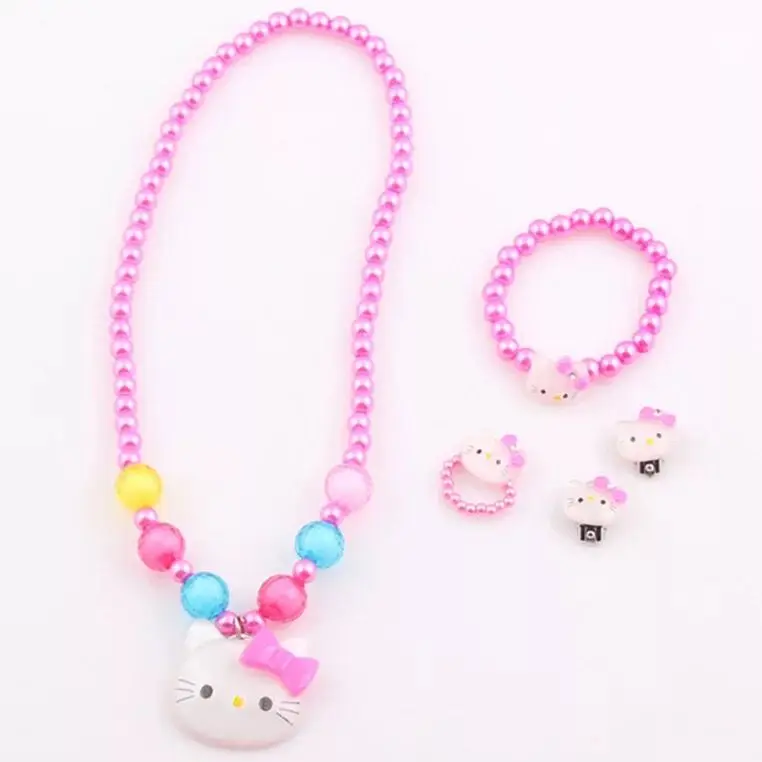 4 шт./компл. бусины принцессы с имитацией жемчуга кошка милое ожерелье браслеты