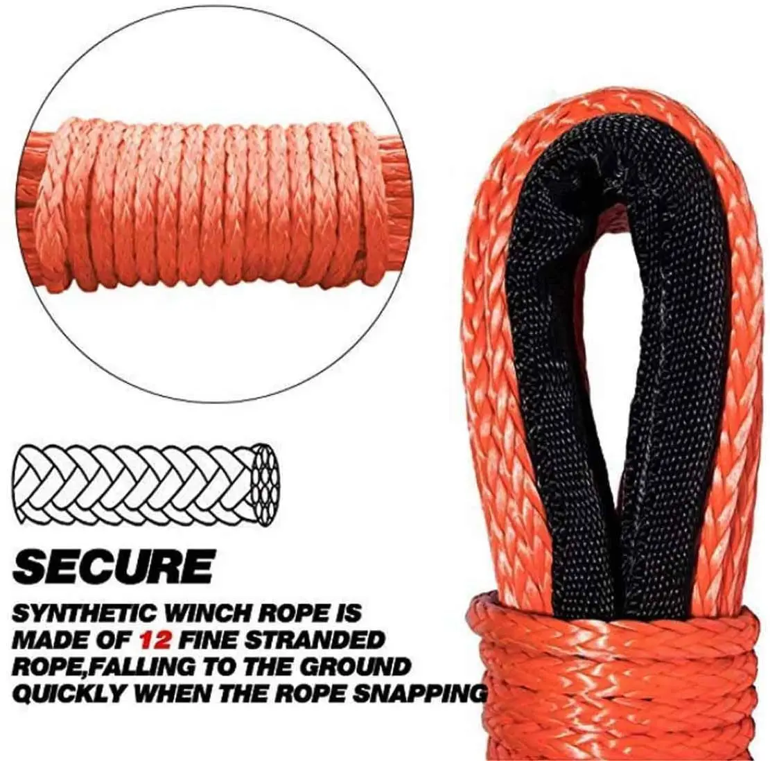 

6mm*15M Synthetic fiber rope winch rope, various models, multicolor