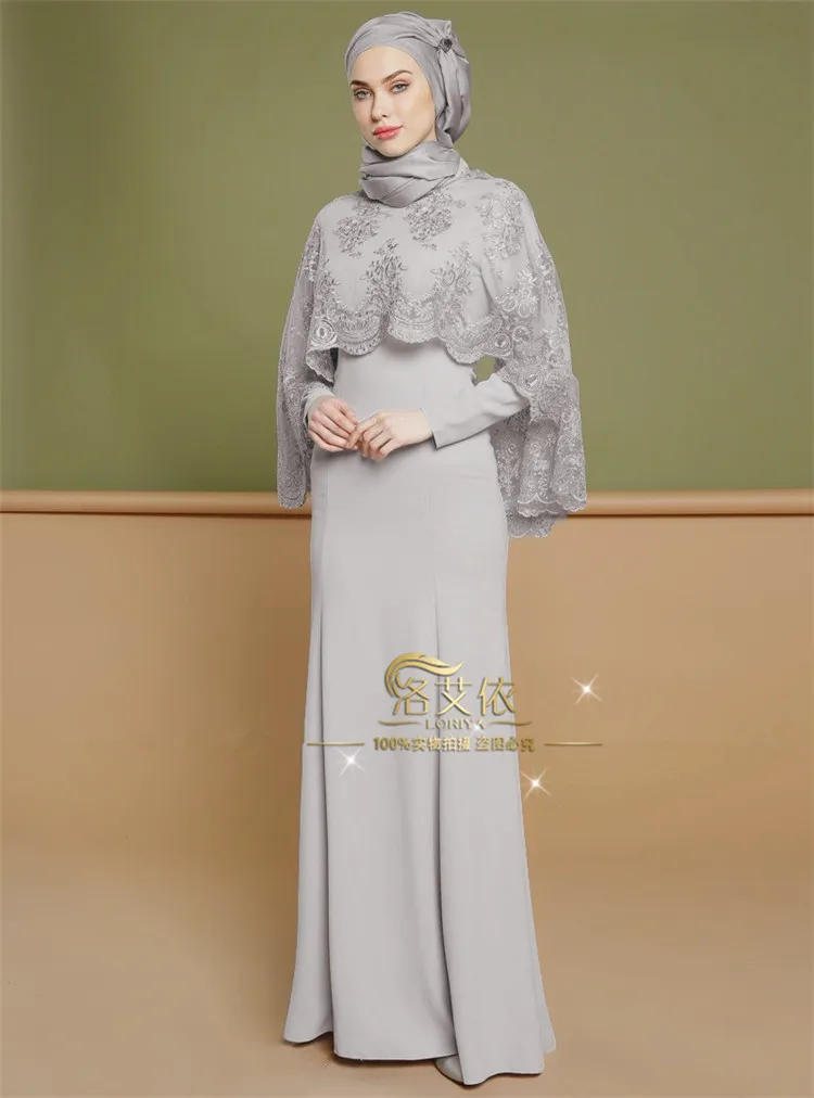 

Muslim Fashion Long Two-piece embroidered dress, Eid al-Fitr Gulbon's robe