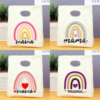 rainbow mama print fresh cooler bags portable thermal canvas lunch bag for women bento box tote picnic school food storage pouch