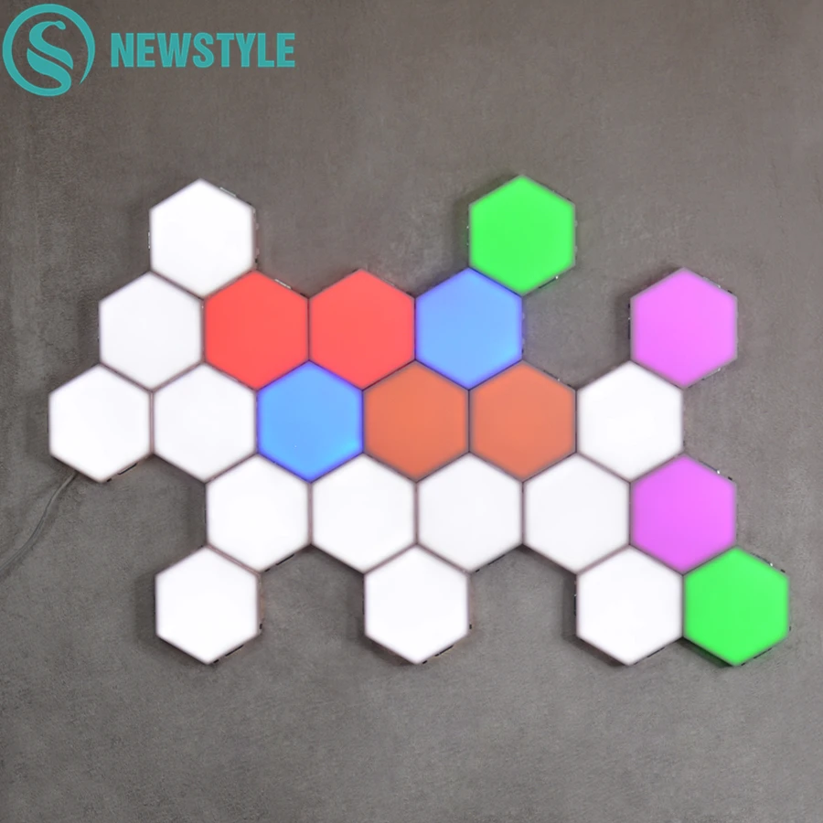 16/18 шт. Лампы Quantum Lamp LED цветные, сенсорные, гексагональные, модульные, ночные светильники на магнитной основе для стен.