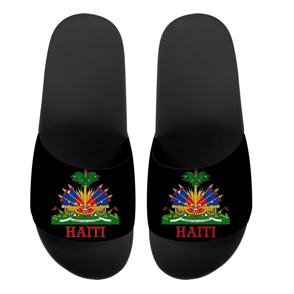 

WHEREISART Haiti Flag Print Women Slides Slipper Summer Woman Sandals Flat Shoes Casual Female Home Flip Flops Zapatos de Mujer