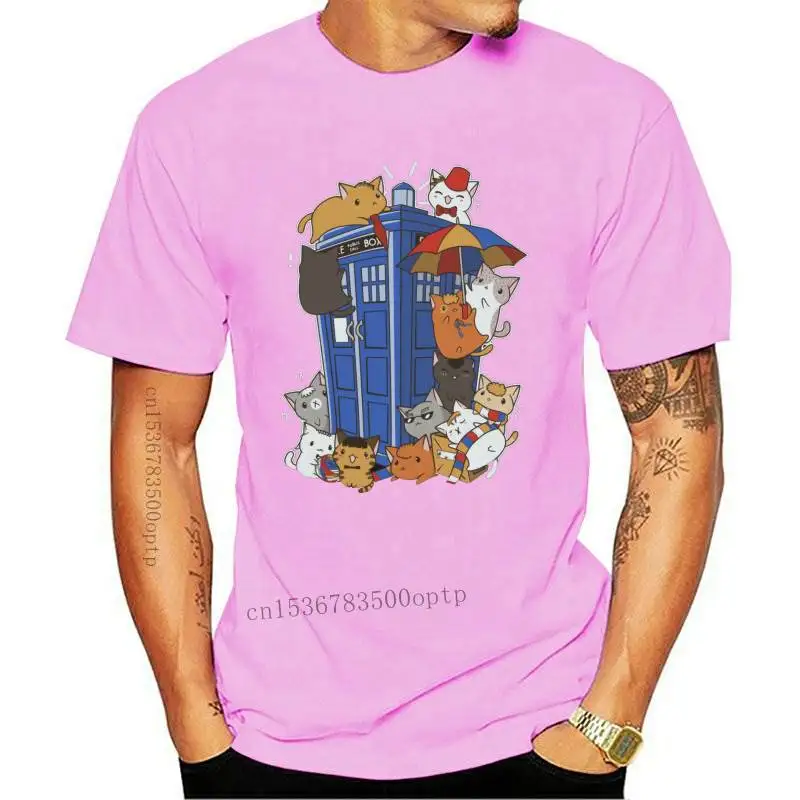 Доктор Кто милый котенок Neko Kawaii футболка время Tardis космический корабль кошка