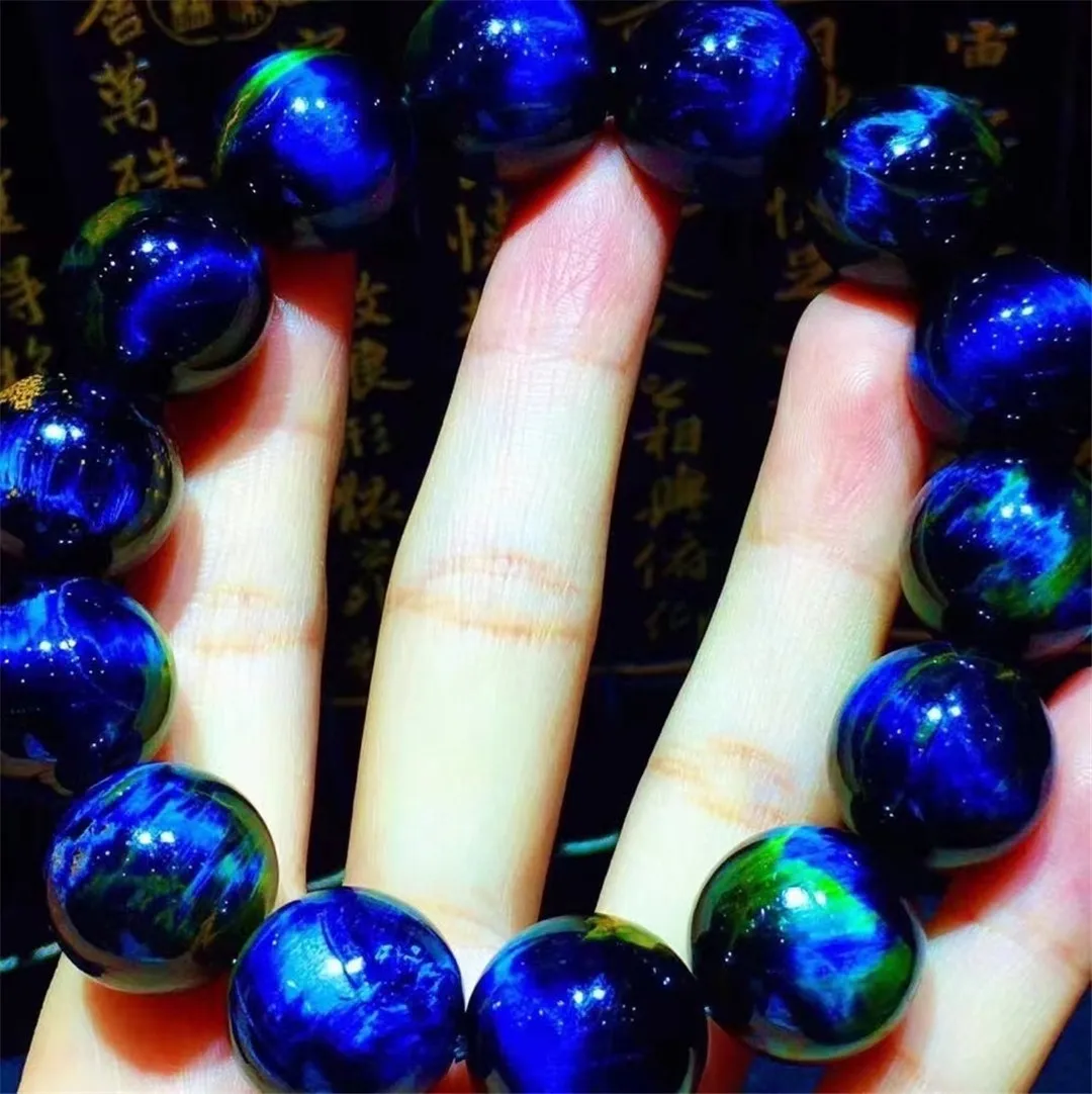 

Браслет из натурального голубого пьестерсита, 17 мм, ювелирные изделия для женщин и мужчин, Исцеляющие Хрустальные Бусины, нити из драгоценн...