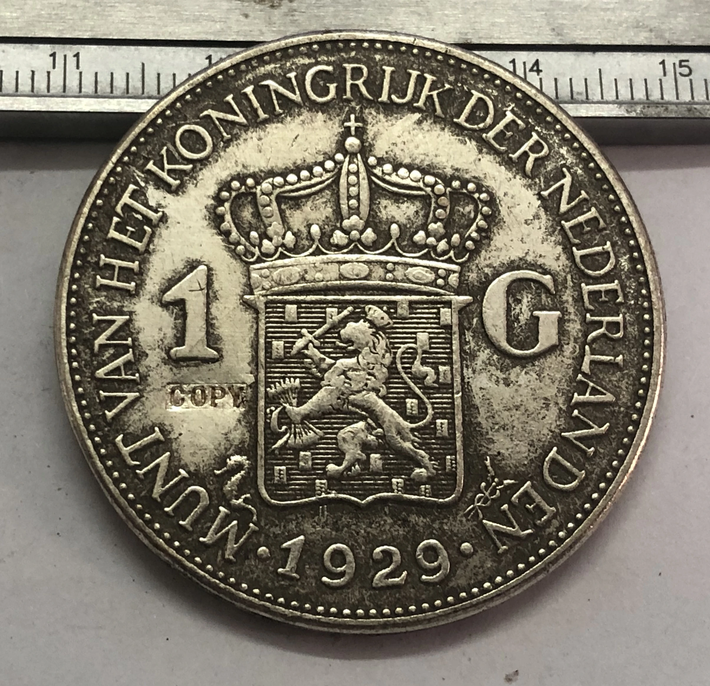 1929 Нидерланды 1 Gulden Queen Wilhelmina Серебряная копия монеты|Безвалютные монеты| |