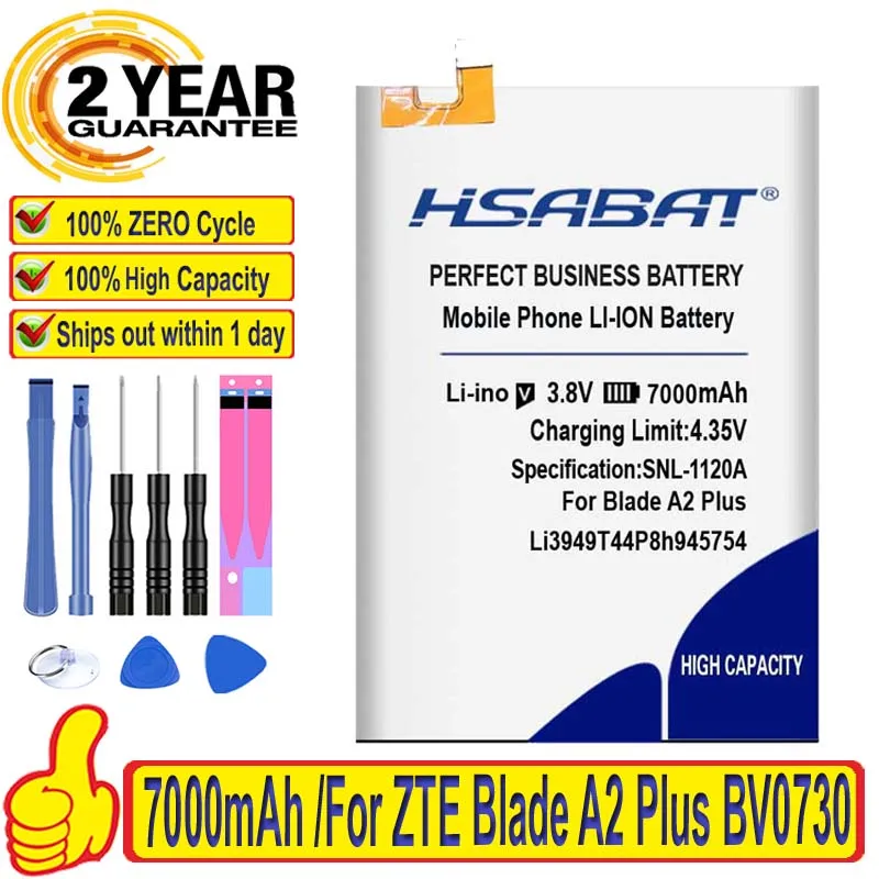 Аккумулятор HSABAT 7000 мАч 100% оригинал Li3949T44P8h945754 для ZTE Blade A2 Plus BV0730 A2Plus A610 | Мобильные